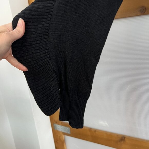 ANTHROPOLOGIE NAADAM Merino Wool Cashmere Black Ruffle Crewneck‎ Sweater Sz L - Picture 6 of 15